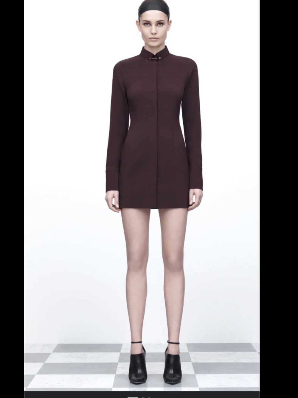 Alexander Wang Plum Shirt Dress Silver Buttons and Lapel Pin size 8